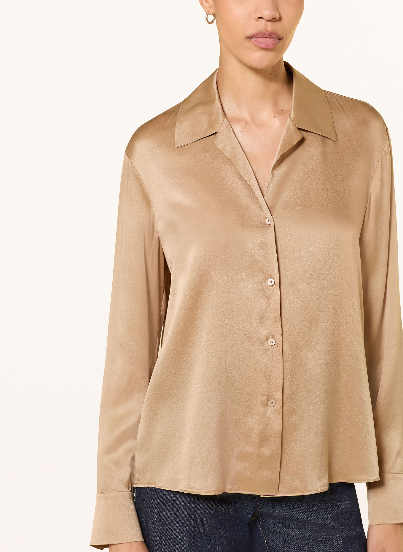 LUISA CERANO Satinbluse mit Seide: CAMEL