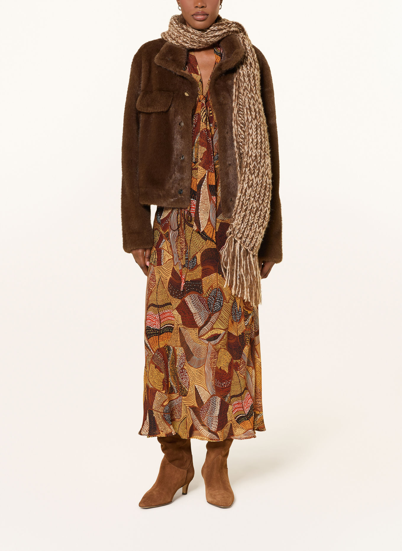 LUISA CERANO Schluppenkleid: BRAUN / CAMEL / DUNKELBRAUN