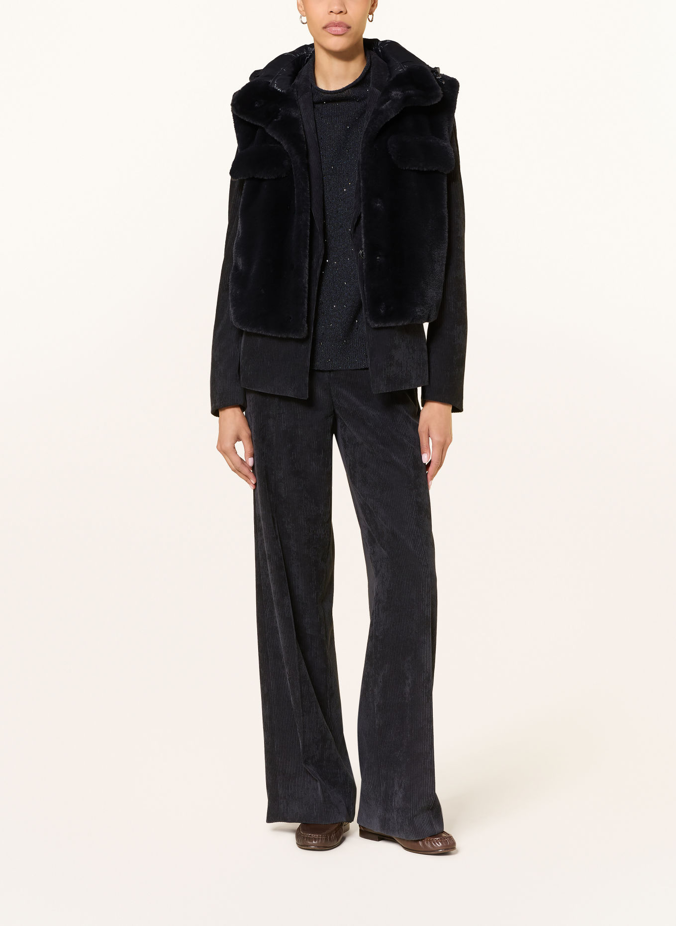 LUISA CERANO Faux Fur Vest: DARK BLUE