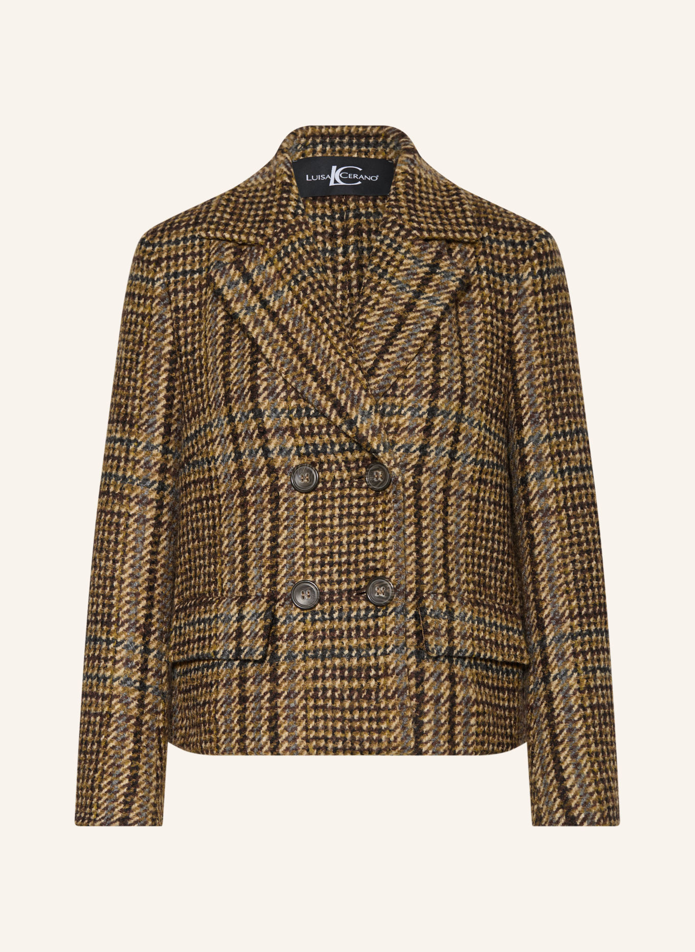 LUISA CERANO Pea coat: COGNAC / DARK BROWN / BEIGE