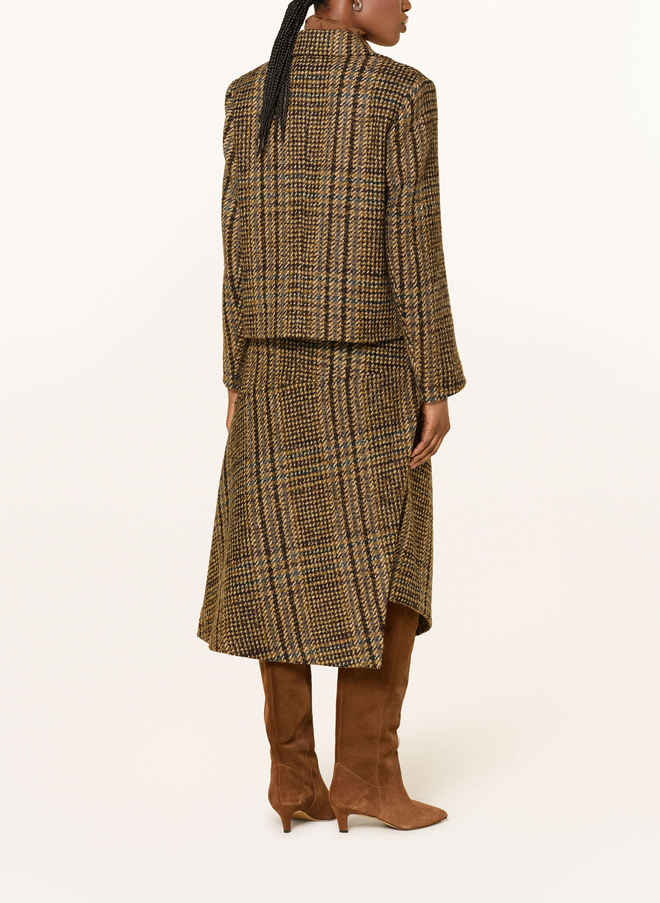 LUISA CERANO Pea coat: COGNAC / DARK BROWN / BEIGE
