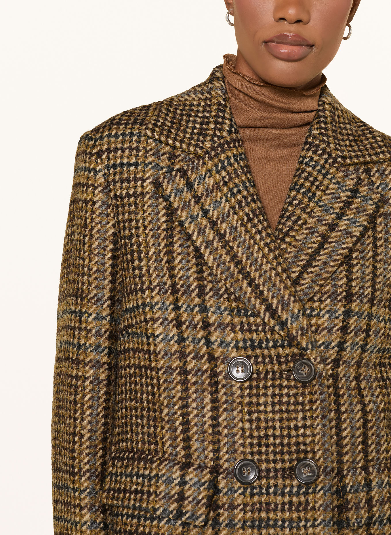 LUISA CERANO Pea coat: COGNAC / DARK BROWN / BEIGE