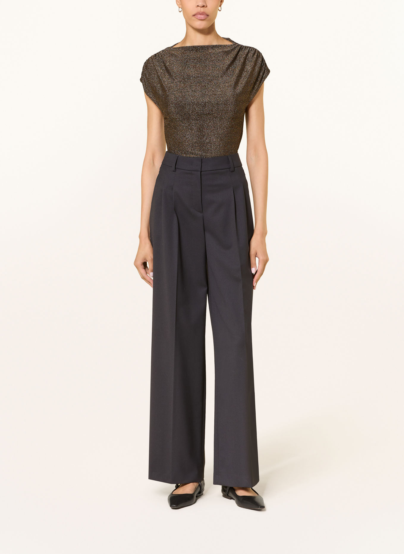 LUISA CERANO Shirt blouse with glitter yarn: BLACK / GOLD