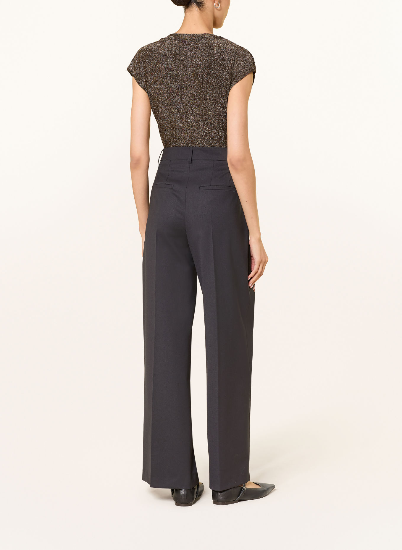 LUISA CERANO Shirt blouse with glitter yarn: BLACK / GOLD