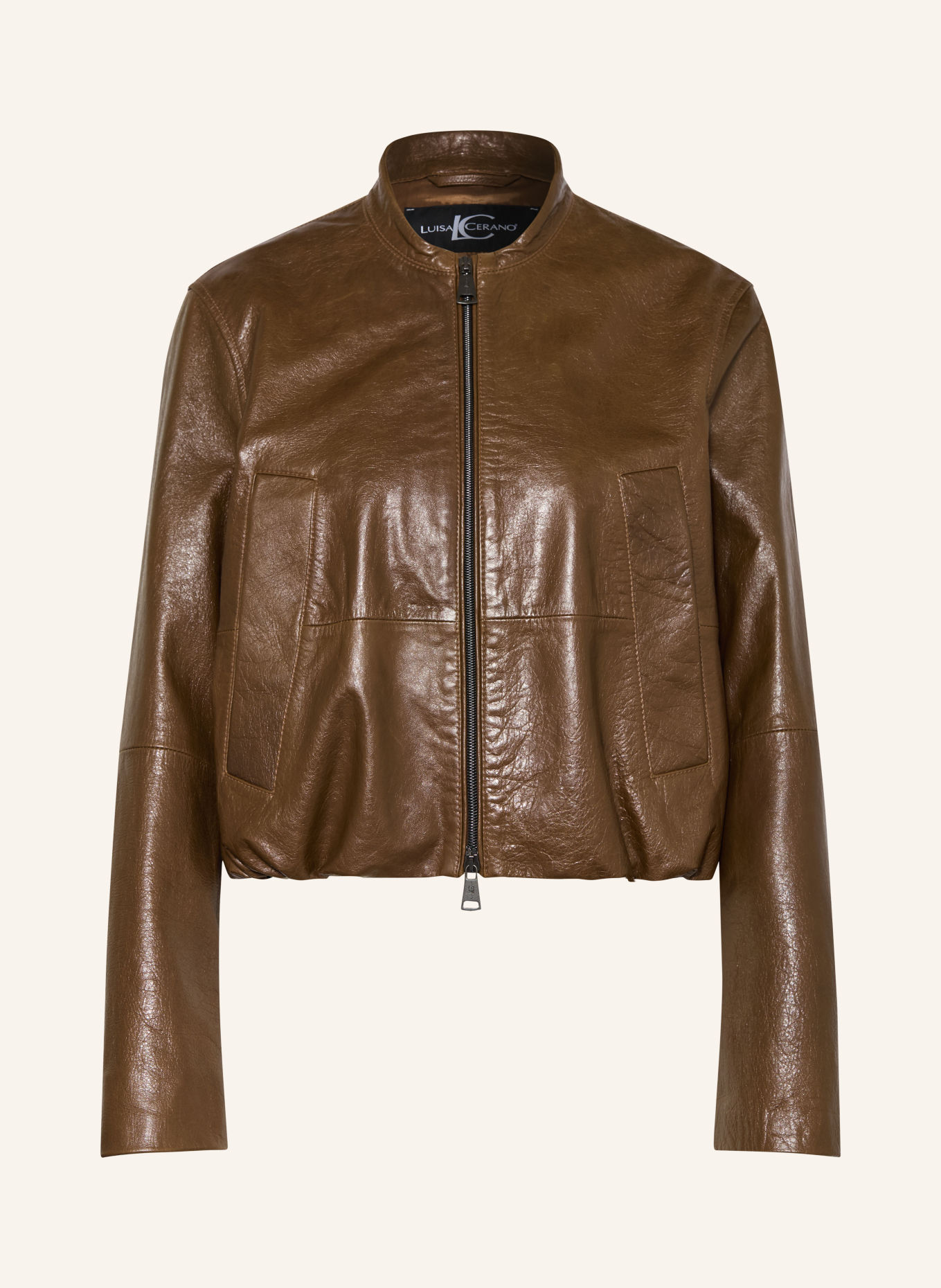 LUISA CERANO Leather jacket: BROWN
