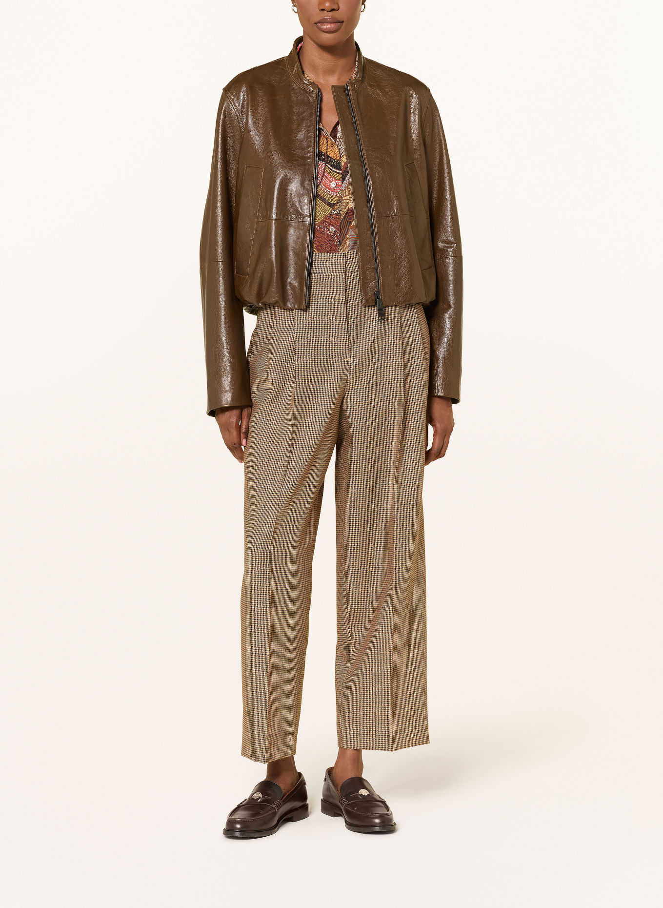 LUISA CERANO Leather jacket: BROWN