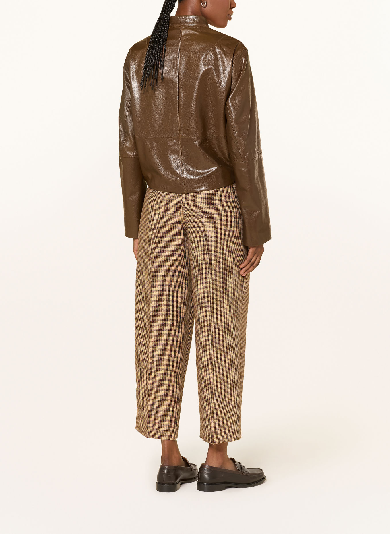 LUISA CERANO Leather jacket: BROWN
