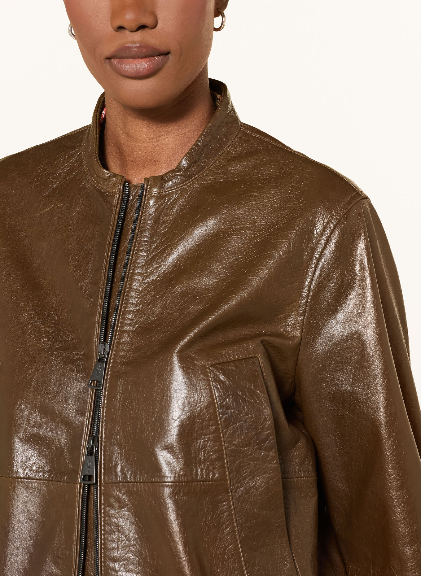 LUISA CERANO Leather jacket: BROWN