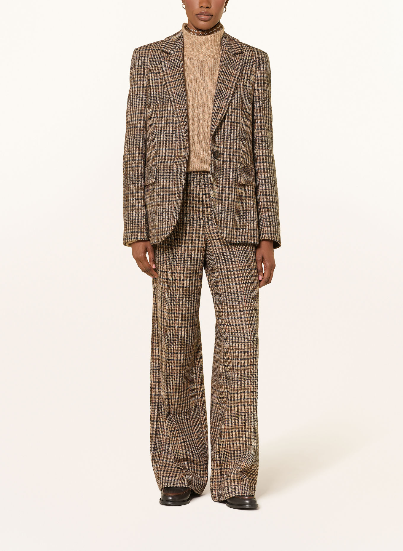 LUISA CERANO Blazer: BEIGE / BROWN / BLACK