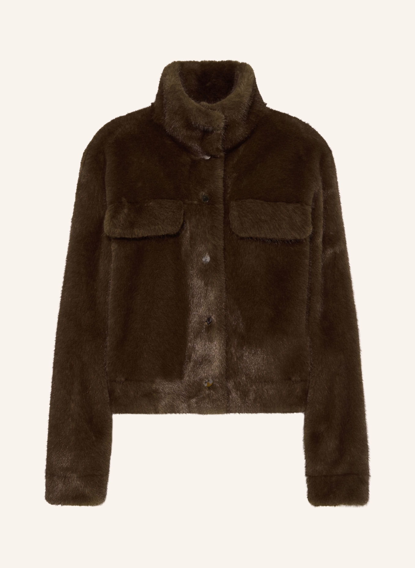 LUISA CERANO Faux Fur Jacket: BROWN