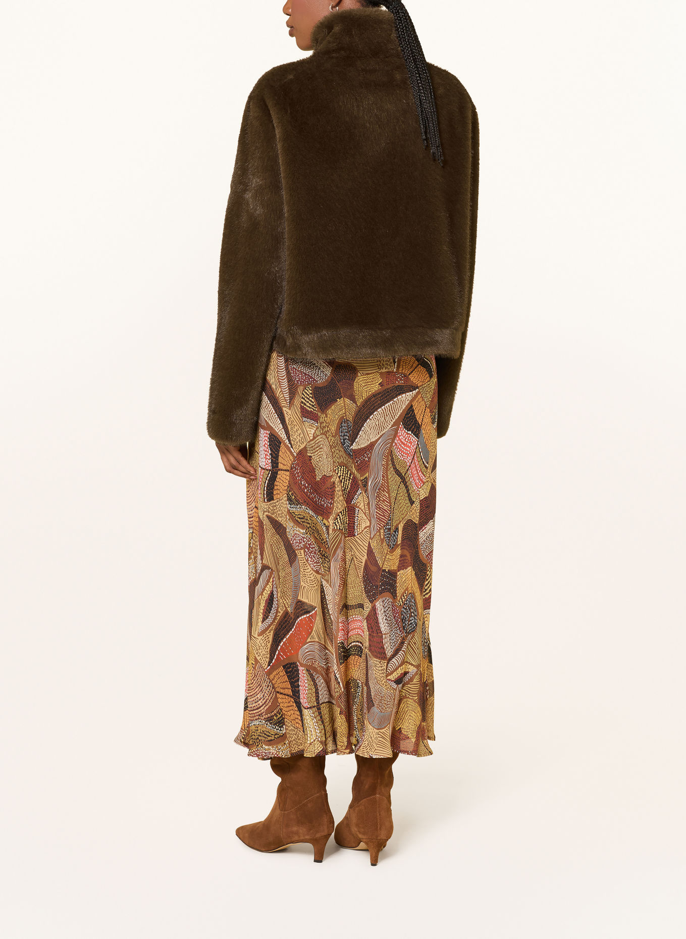 LUISA CERANO Faux Fur Jacket: BROWN
