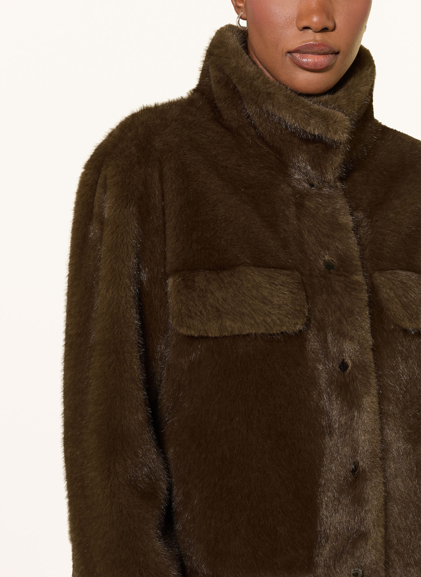 LUISA CERANO Faux Fur Jacket: BROWN