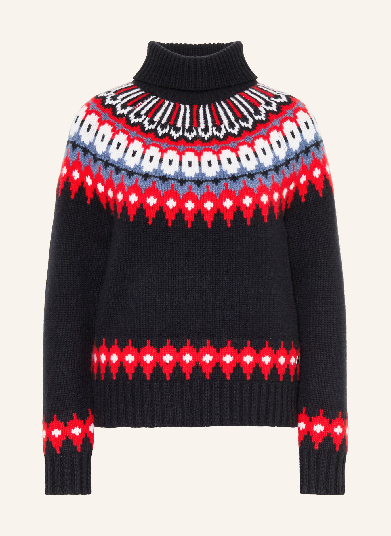 BOGNER Rollkragenpullover INGRID-2: DUNKELBLAU / ROT / WEISS