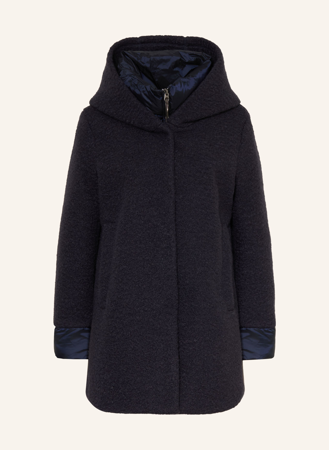 MILESTONE MSSUSANNA Bouclé Coat with Removable Trim: DARK BLUE