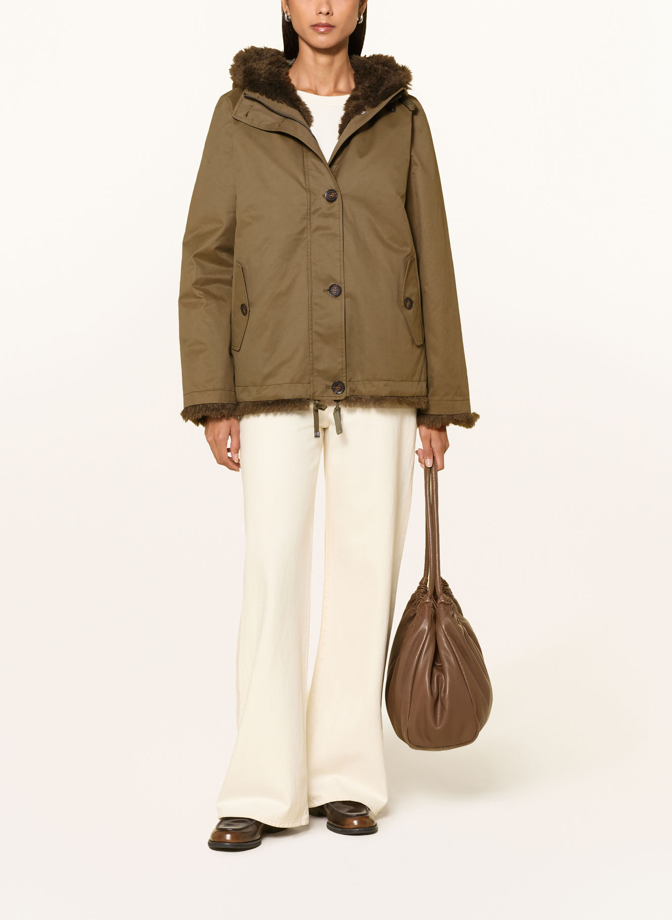 MILESTONE Parka MSTASSIA met imitatiebont: OLIJF