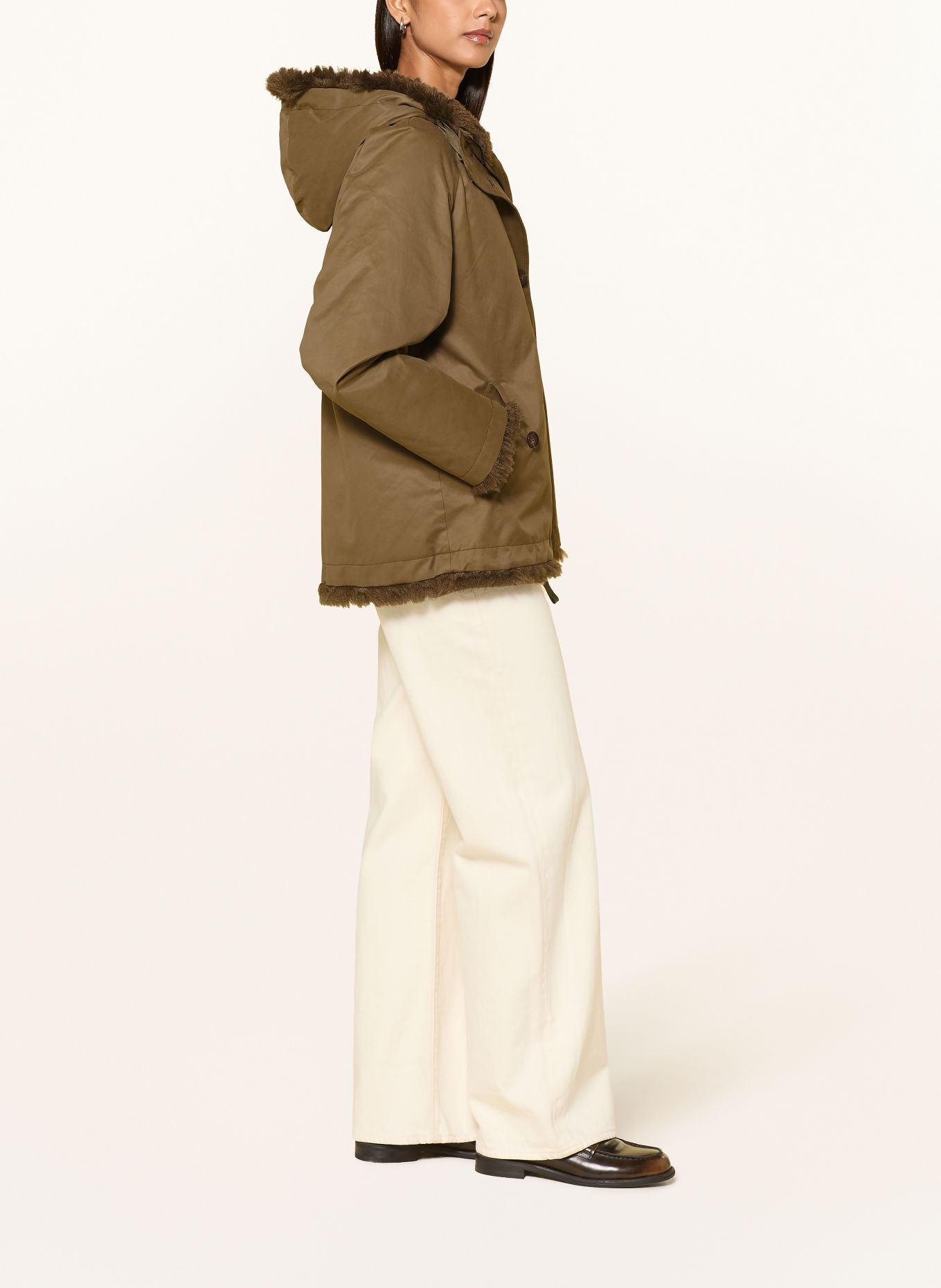 MILESTONE Parka MSTASSIA met imitatiebont: OLIJF