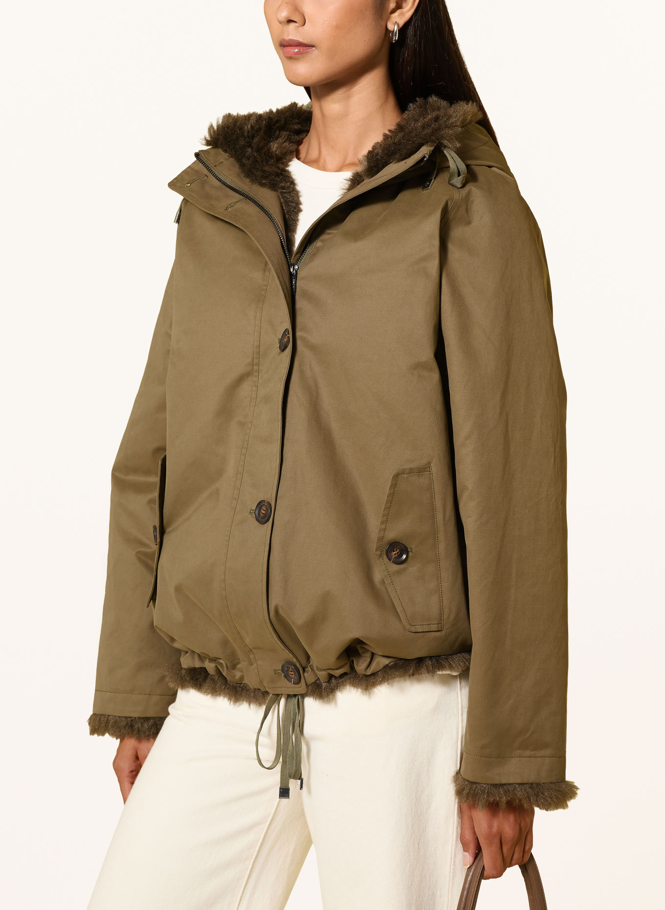 MILESTONE Parka MSTASSIA met imitatiebont: OLIJF