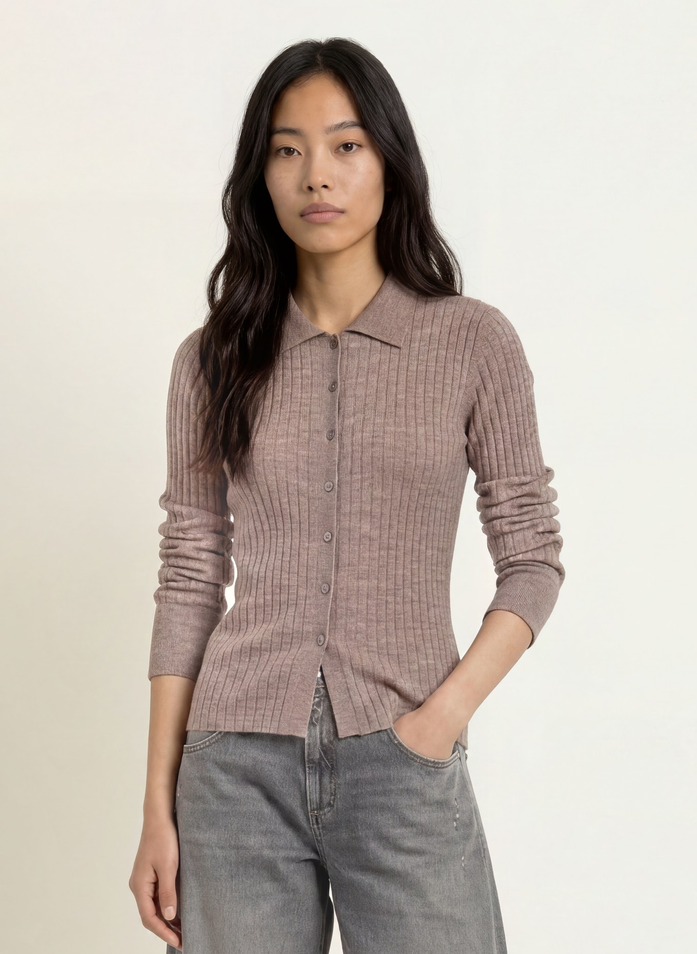 darling harbour Gilet en laine mérinos: STONE MELANGE