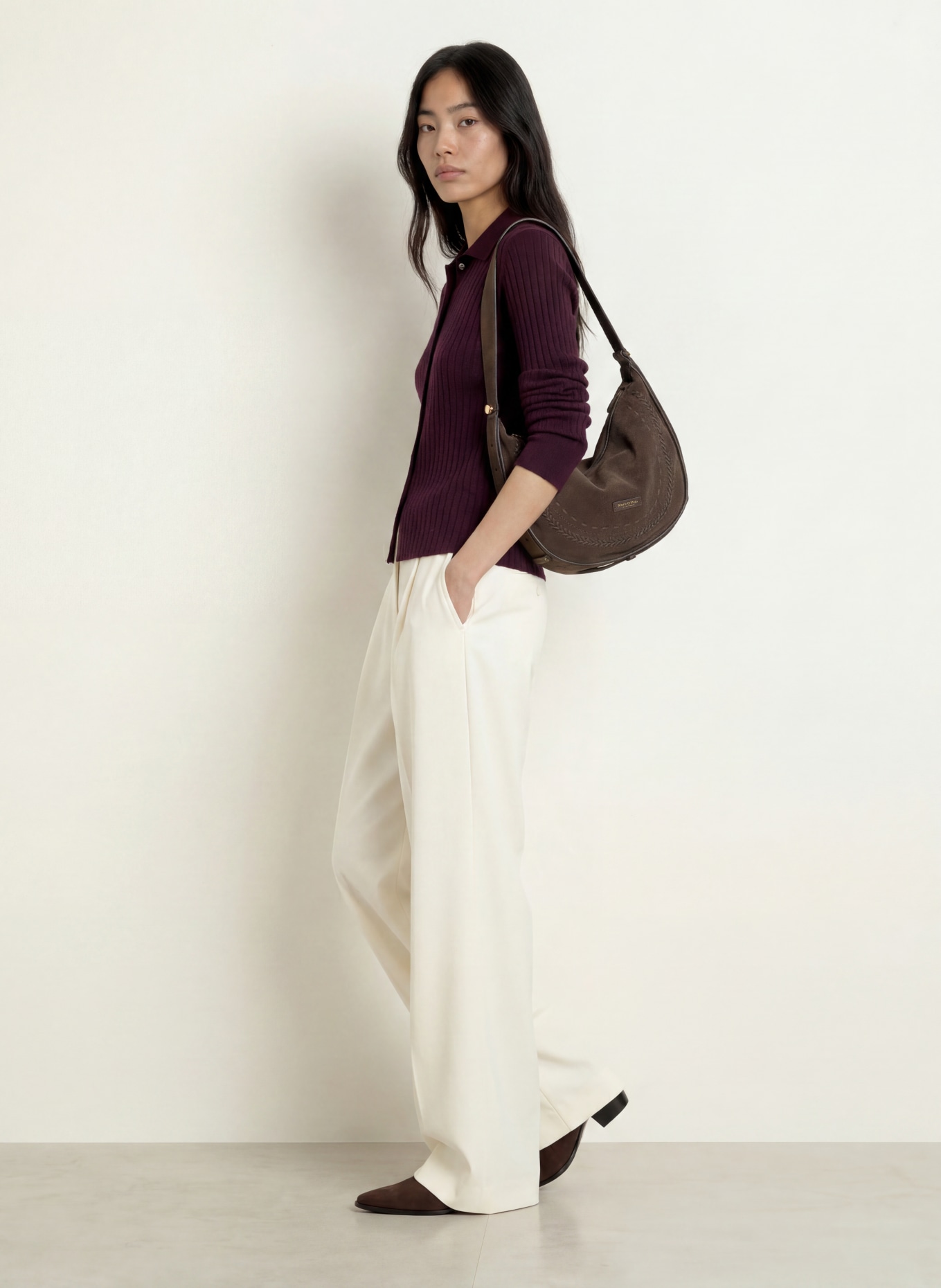 darling harbour Gilet en laine mérinos: PLUM