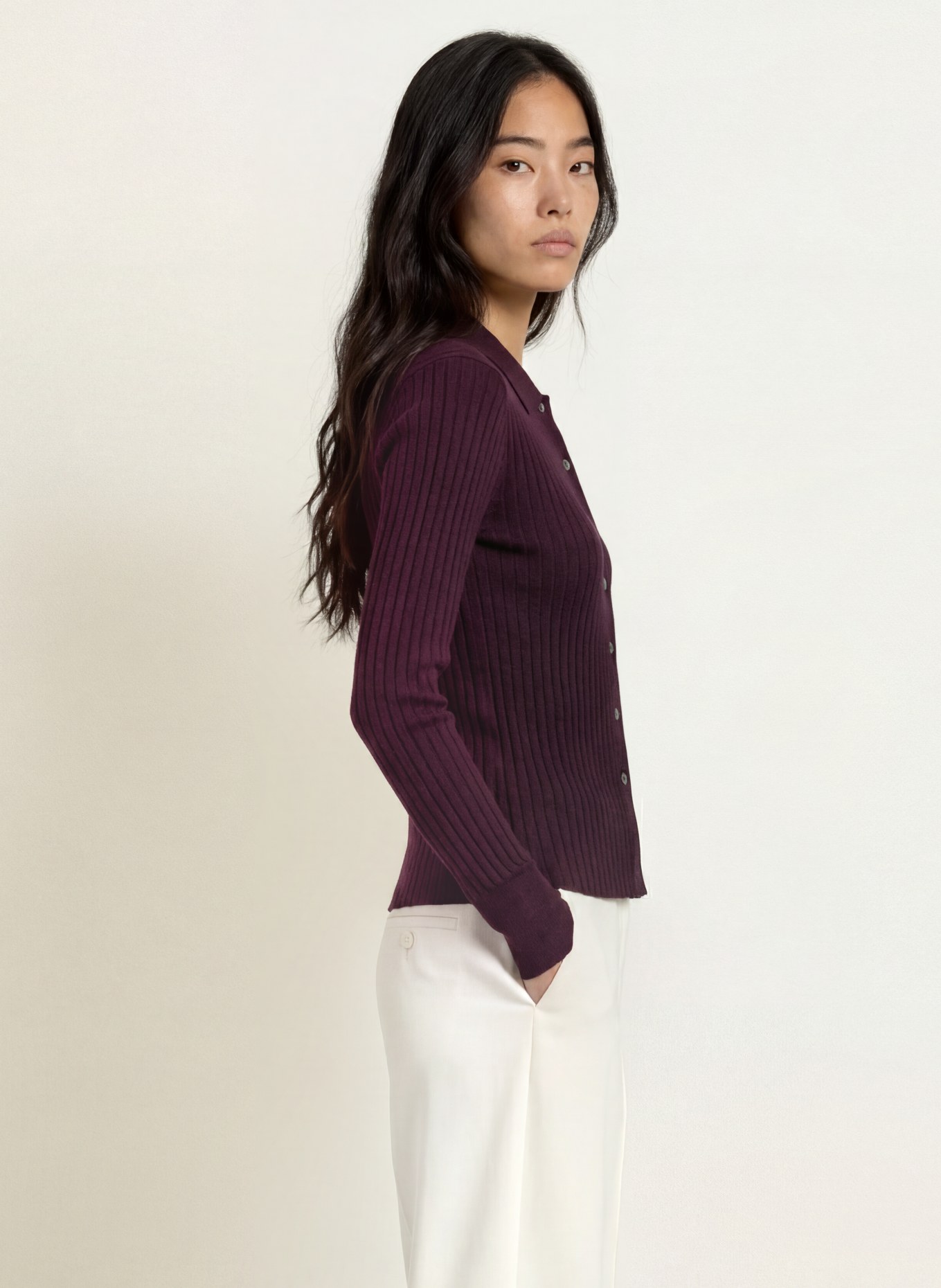darling harbour Gilet en laine mérinos: PLUM