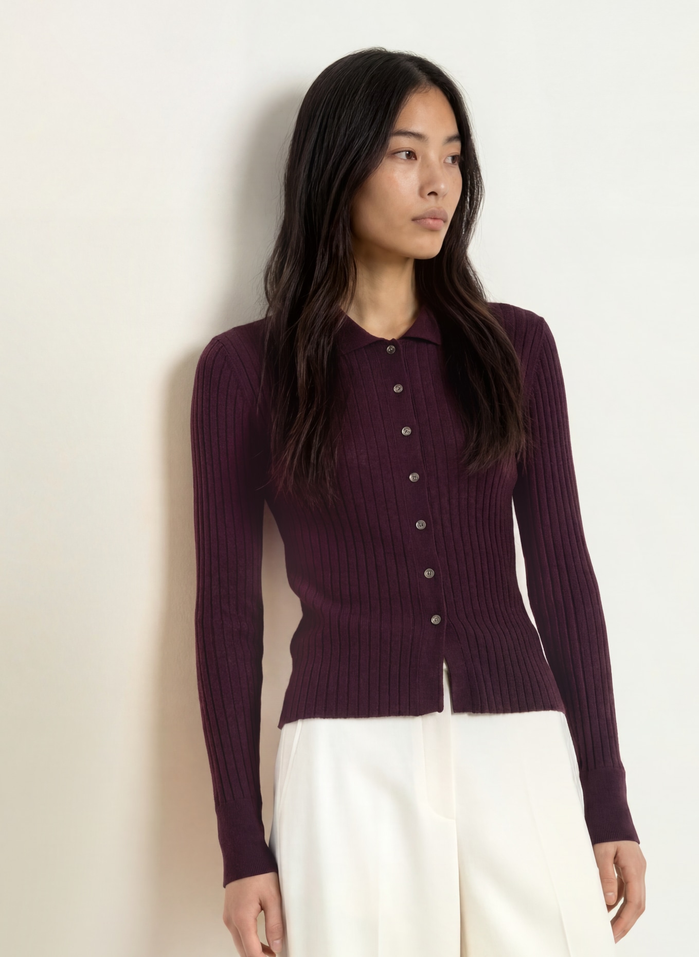 darling harbour Gilet en laine mérinos: PLUM