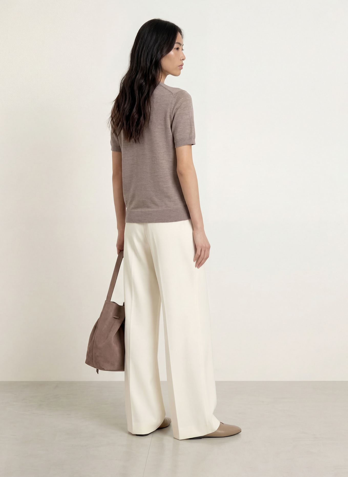 darling harbour Strickshirt aus Merinowolle: STONE MELANGE