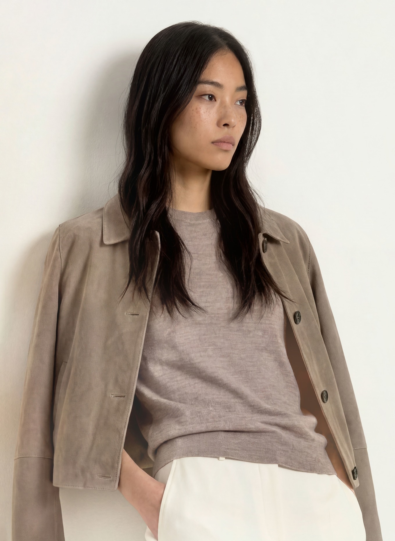 darling harbour Strickshirt aus Merinowolle: STONE MELANGE