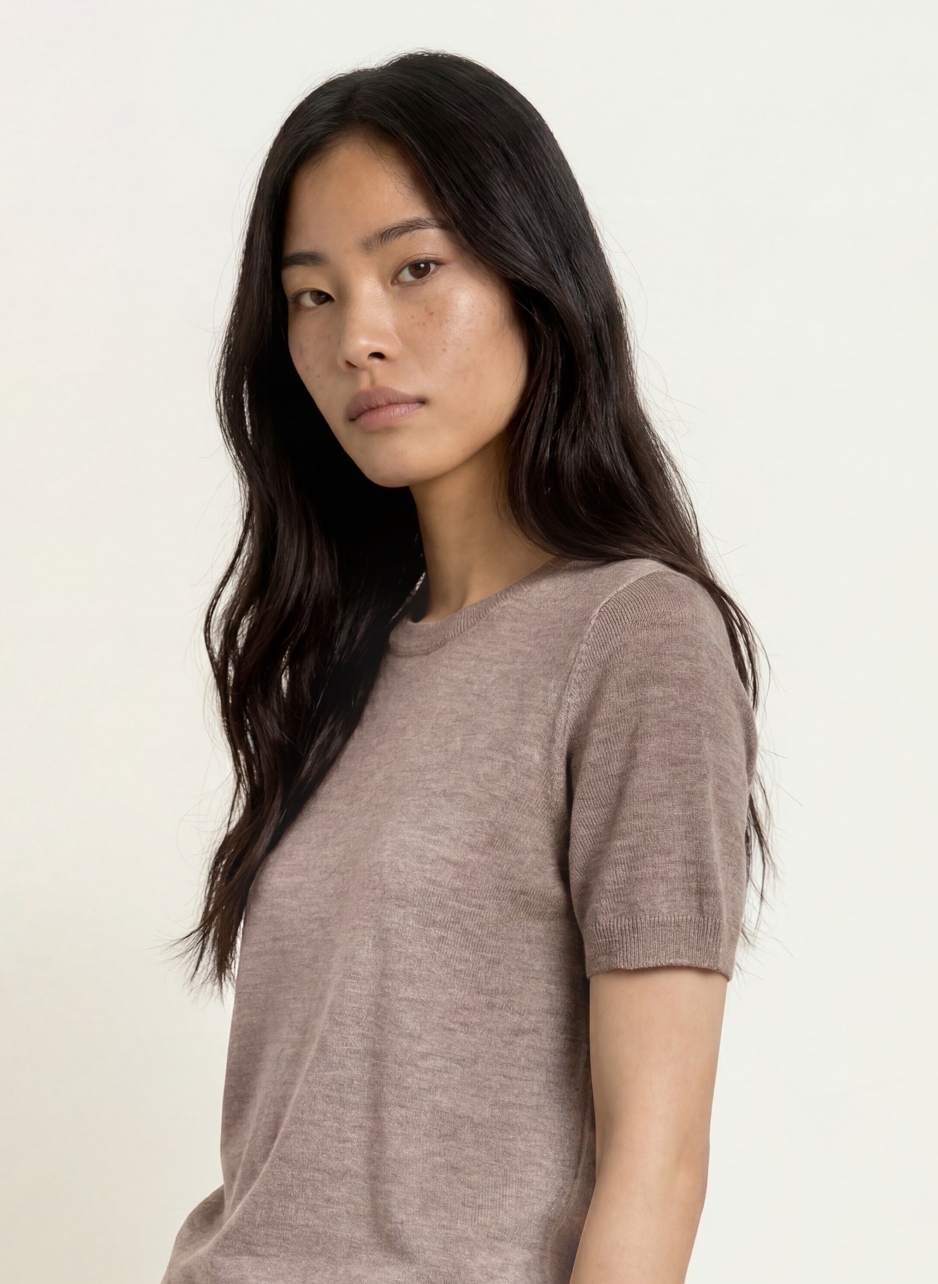 darling harbour Strickshirt aus Merinowolle: STONE MELANGE