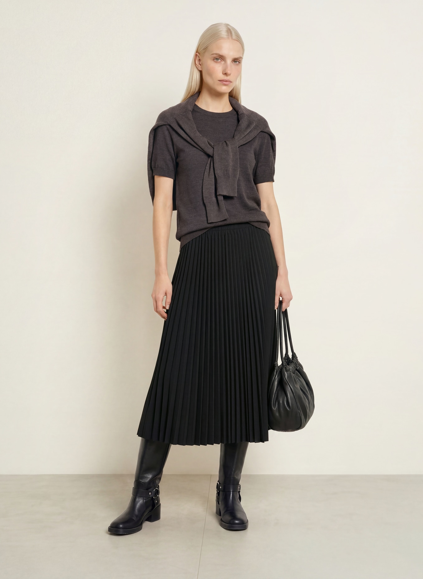 darling harbour Strickshirt aus Merinowolle: truffle melange