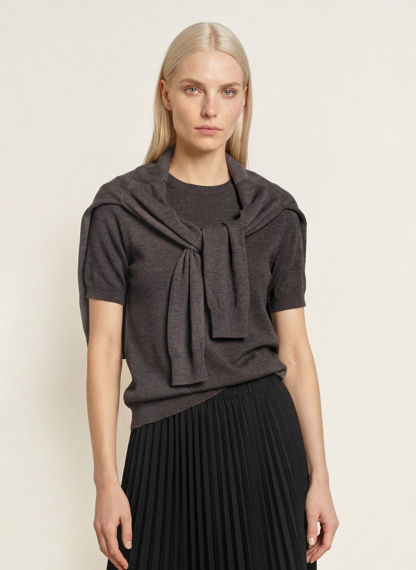darling harbour Strickshirt aus Merinowolle: truffle melange