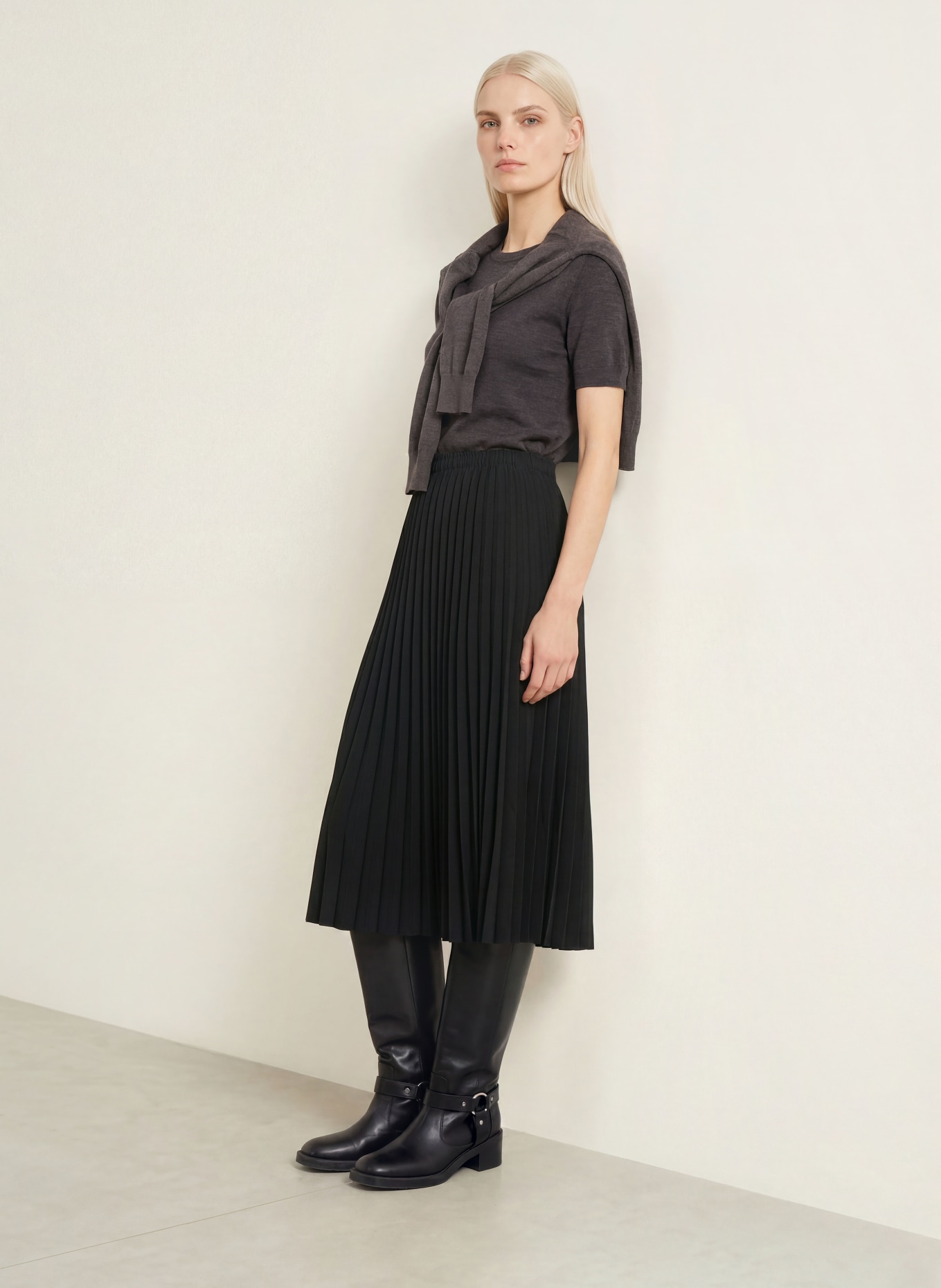 darling harbour Strickshirt aus Merinowolle: truffle melange