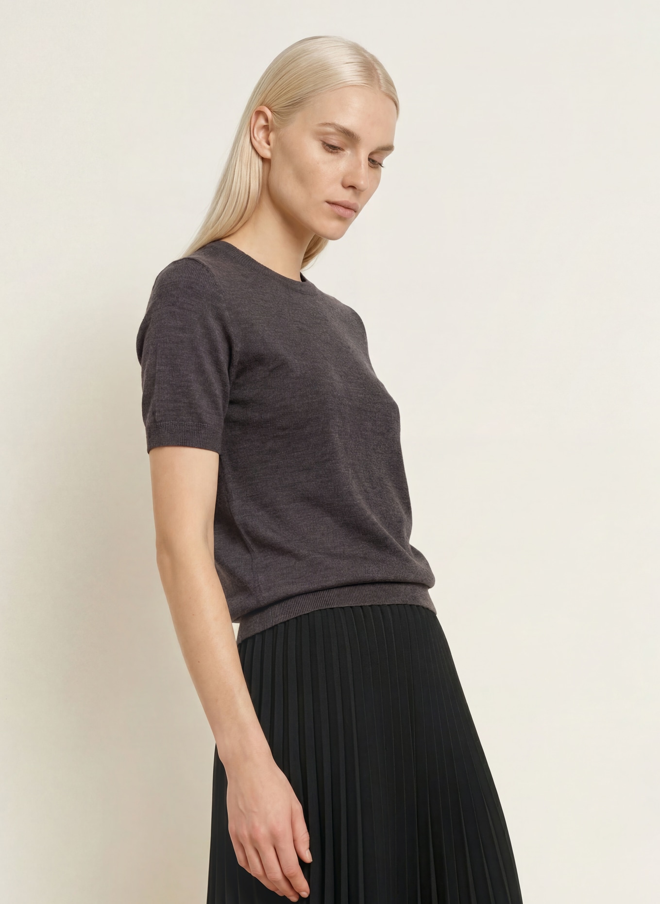 darling harbour Strickshirt aus Merinowolle: truffle melange