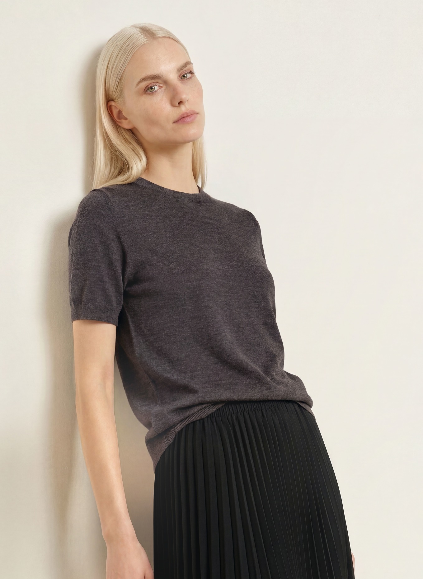 darling harbour Strickshirt aus Merinowolle: truffle melange