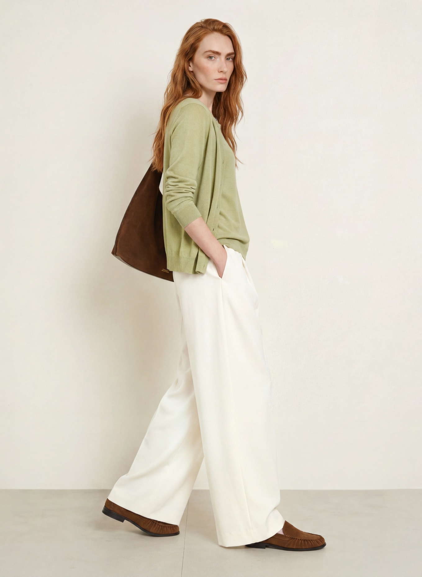 darling harbour Haut en maille en laine mérinos: Tea Green