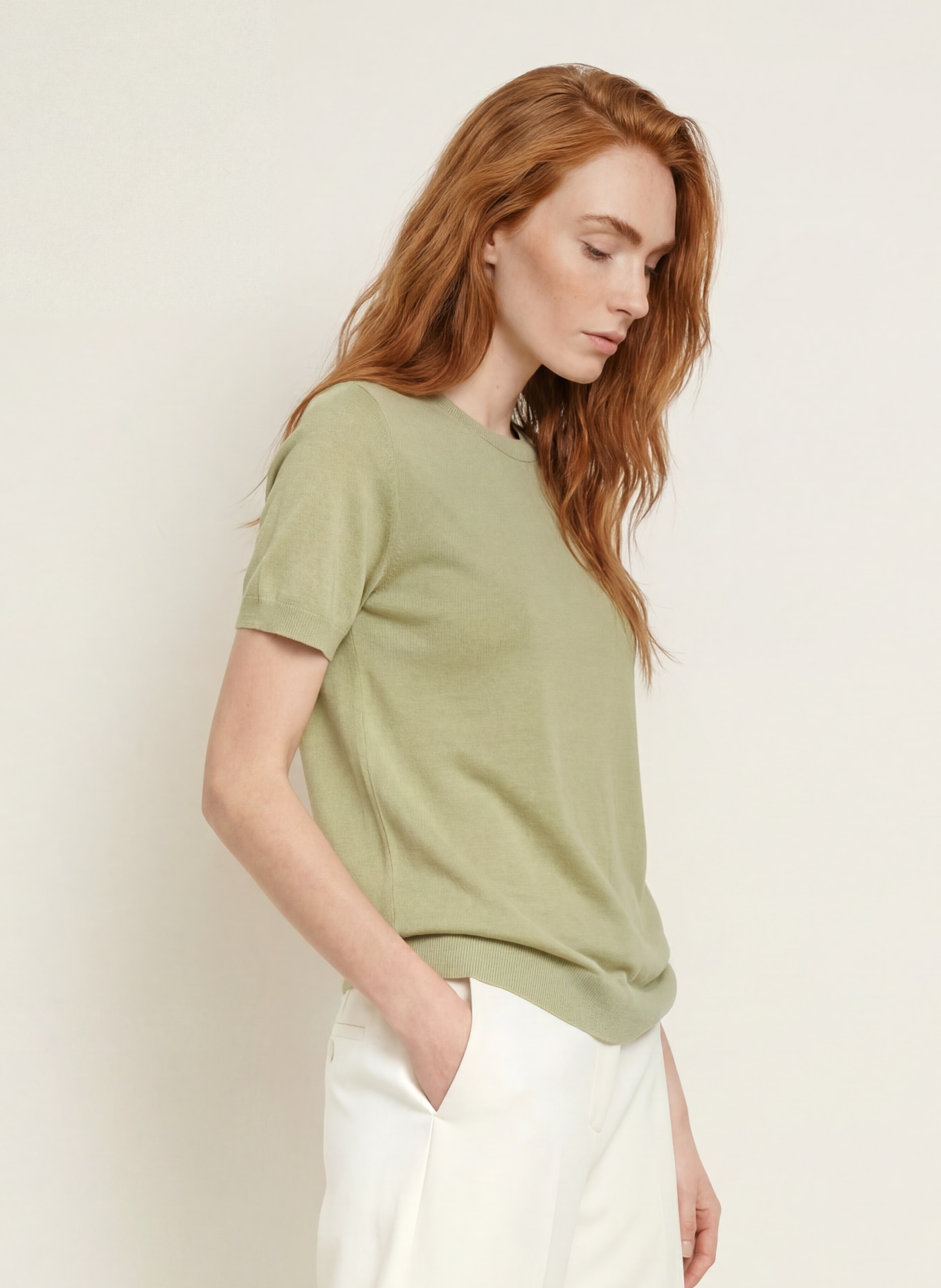 darling harbour Haut en maille en laine mérinos: Tea Green