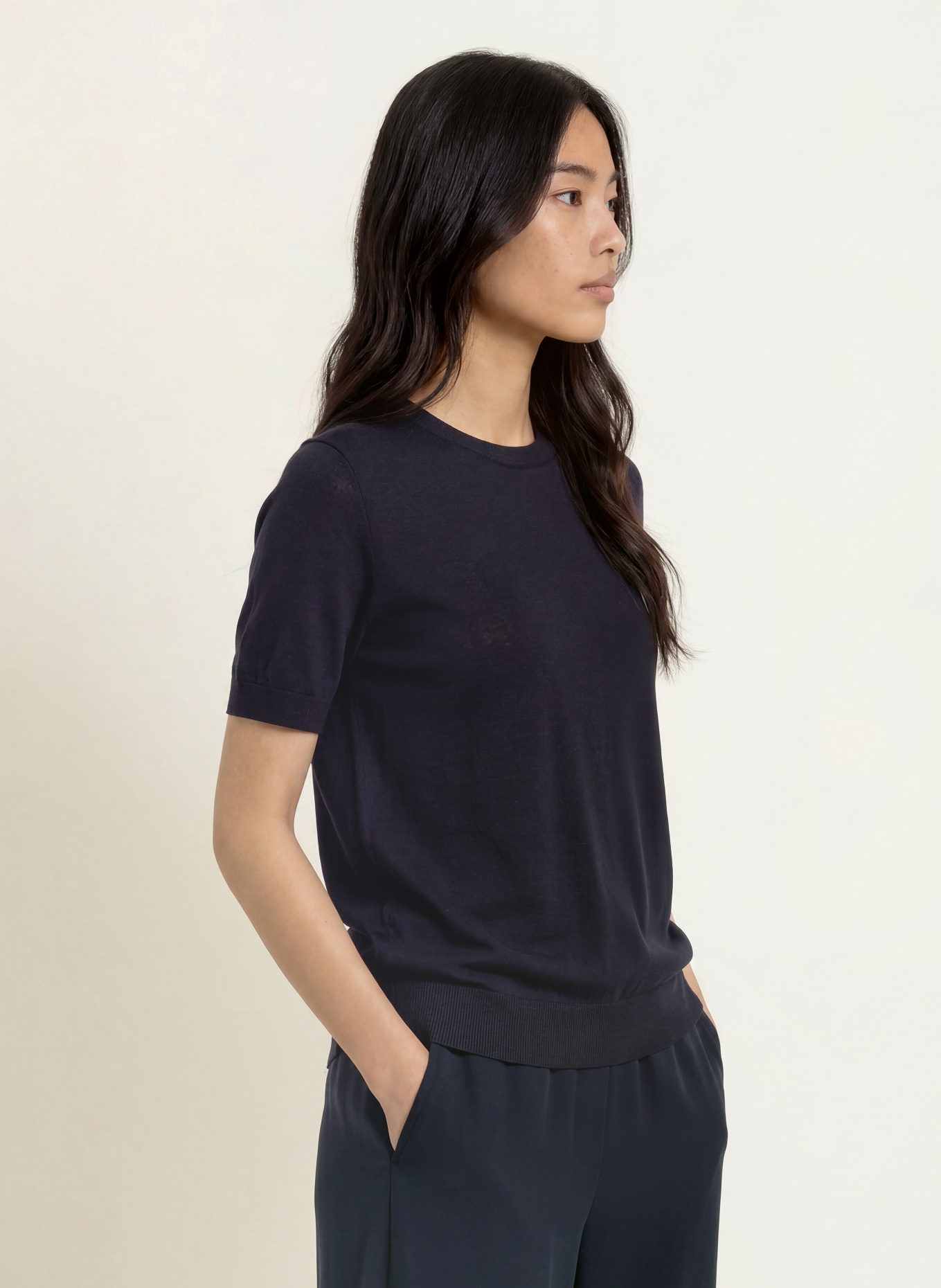 darling harbour Haut en maille en laine mérinos: NAVY