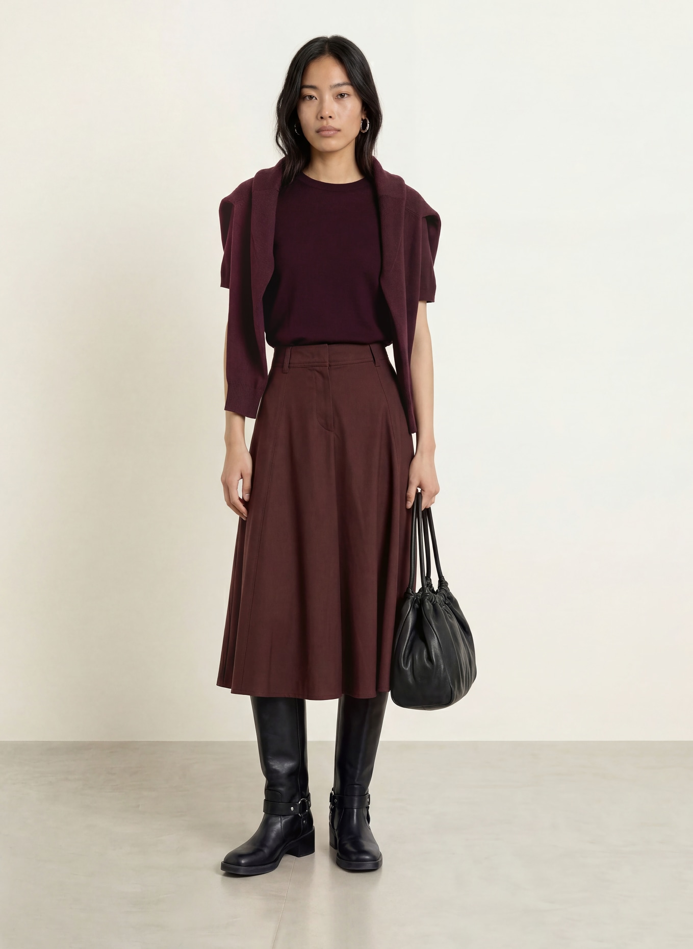 darling harbour Haut en maille en laine mérinos: PLUM