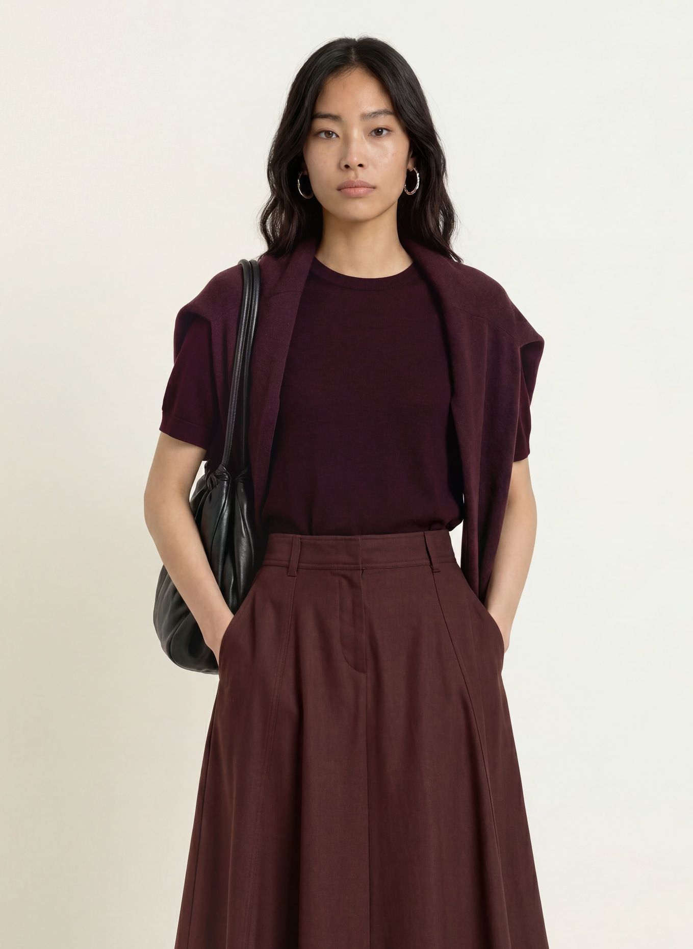 darling harbour Haut en maille en laine mérinos: PLUM