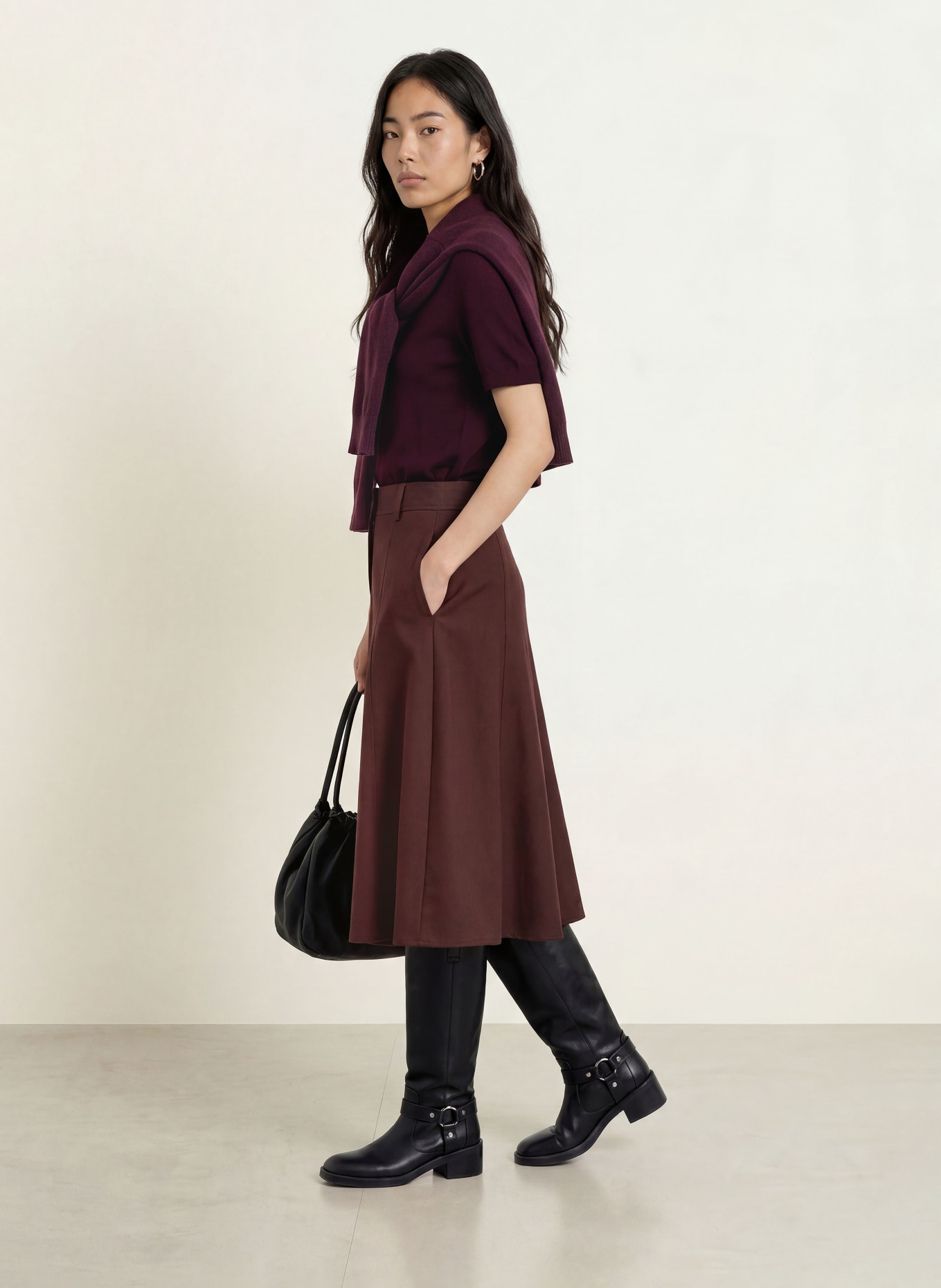 darling harbour Haut en maille en laine mérinos: PLUM