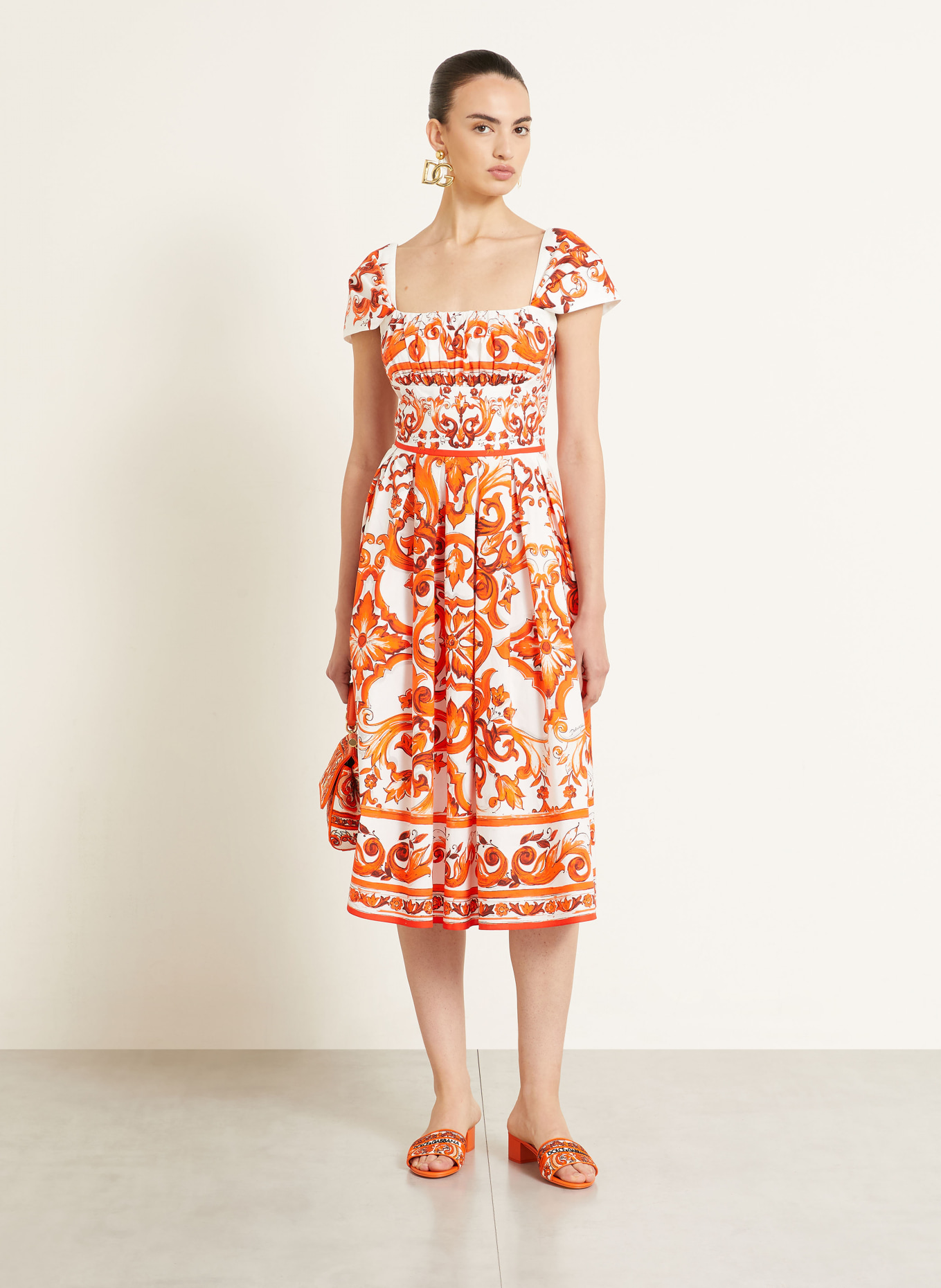 DOLCE & GABBANA Robe: ORANGE / BLANC