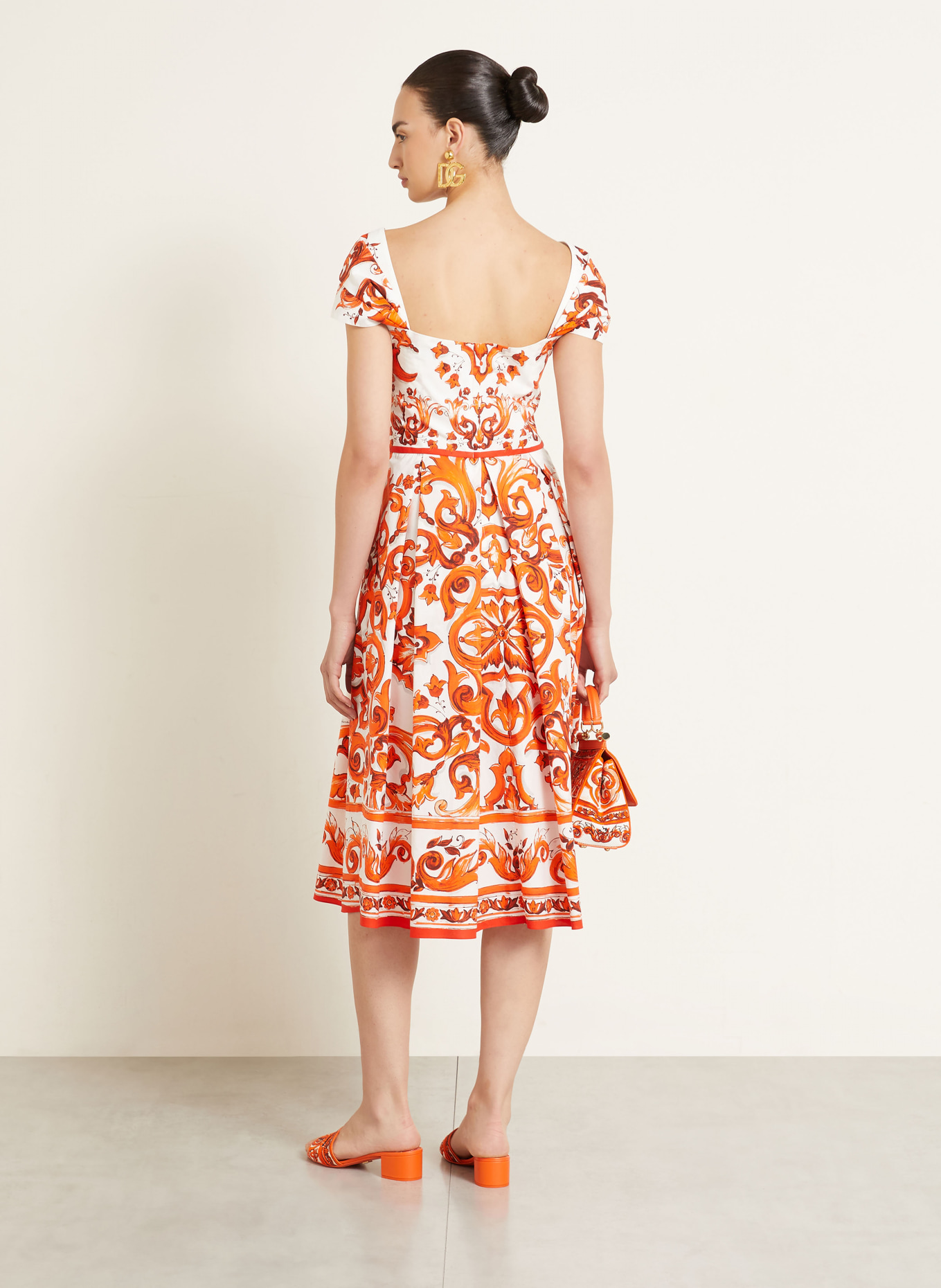DOLCE & GABBANA Robe: ORANGE / BLANC