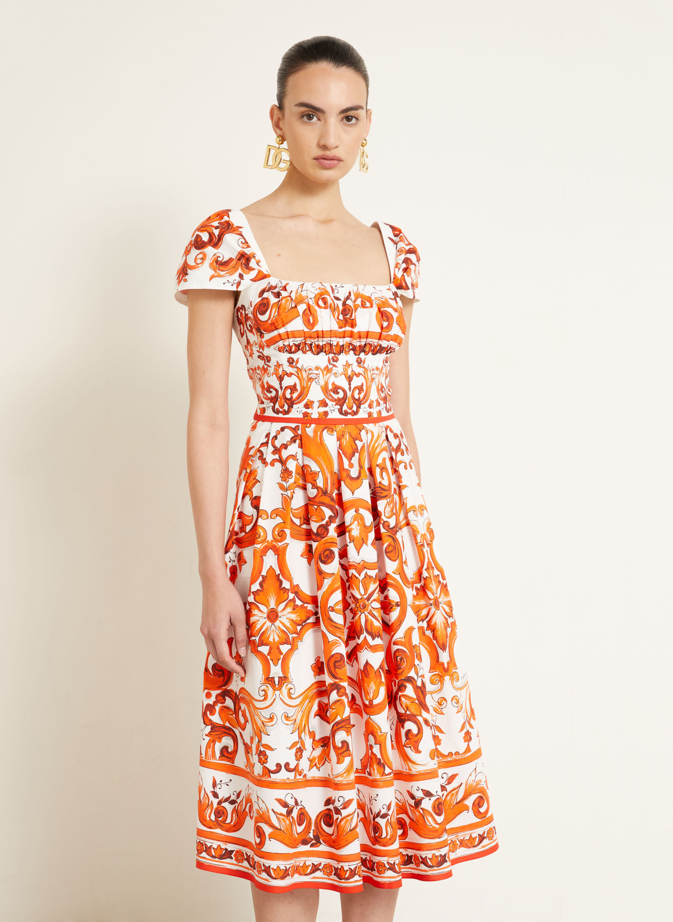 DOLCE & GABBANA Robe: ORANGE / BLANC
