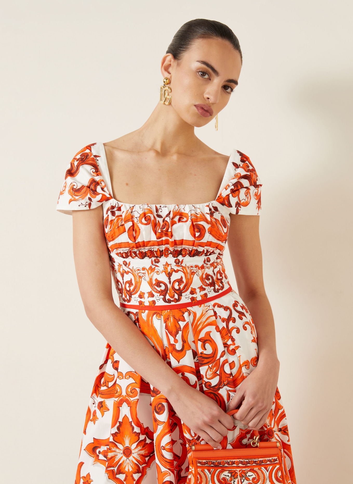 DOLCE & GABBANA Robe: ORANGE / BLANC