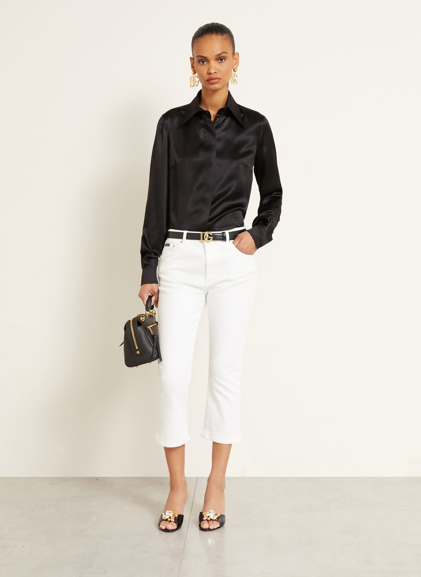 DOLCE & GABBANA Hemdbluse aus Seide: SCHWARZ