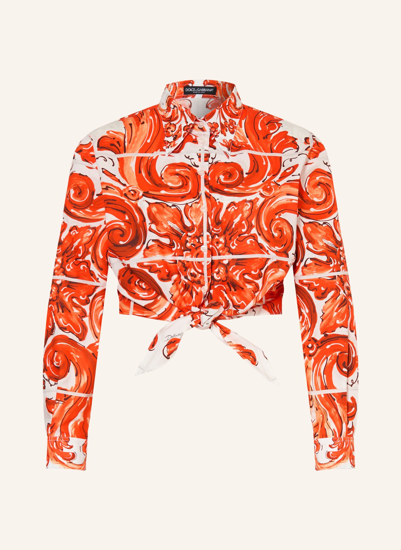DOLCE & GABBANA Hemdbluse: ORANGE / WEISS