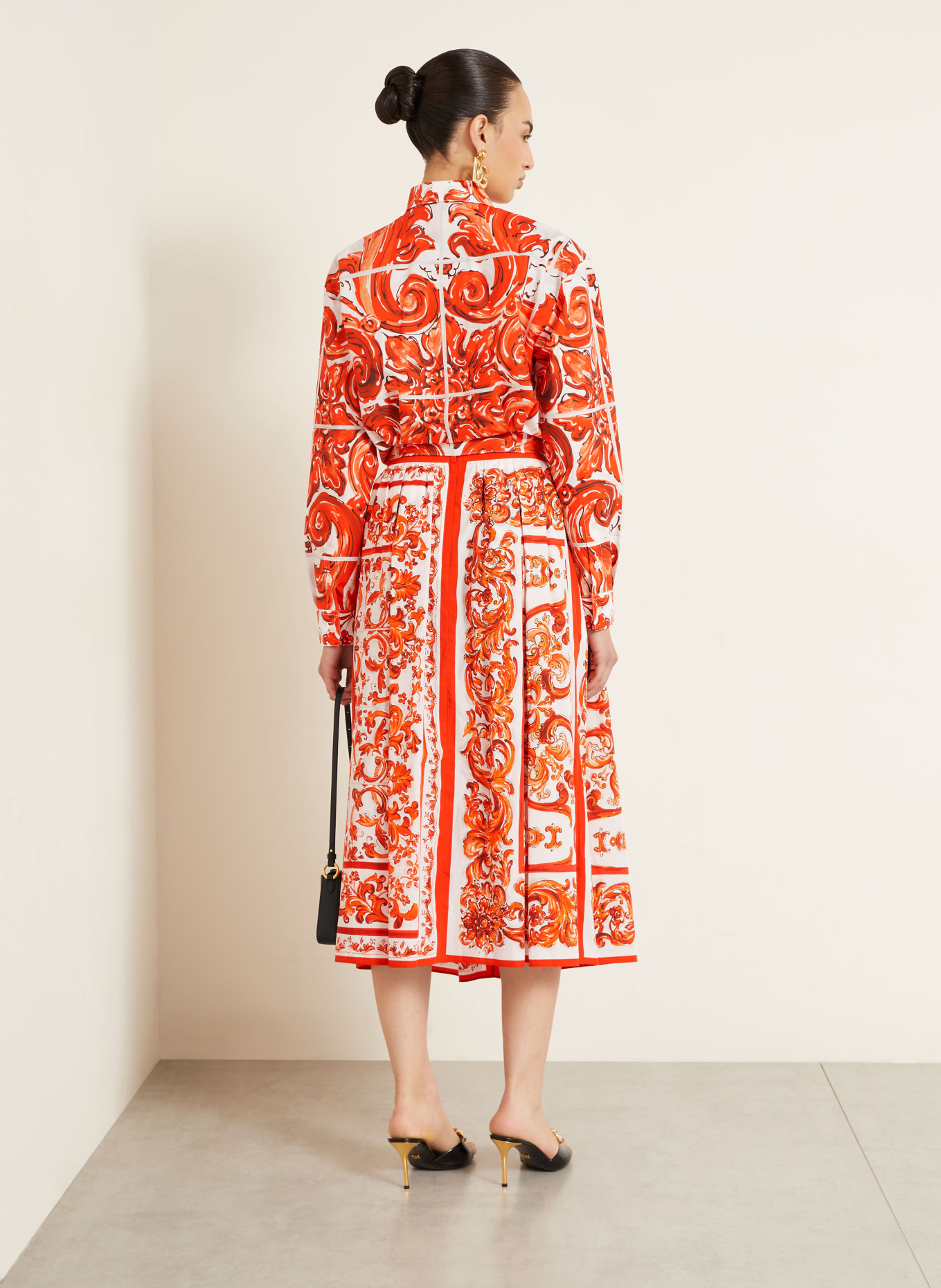 DOLCE & GABBANA Hemdbluse: ORANGE / WEISS