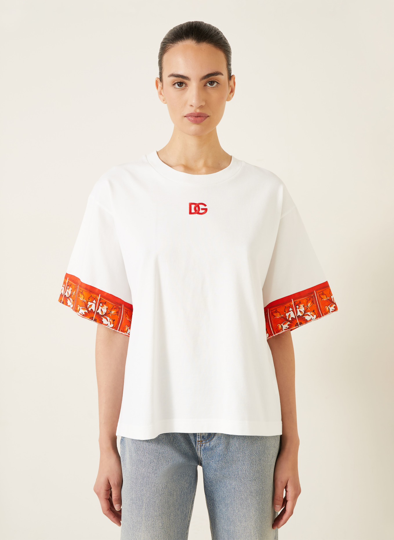 DOLCE & GABBANA T-shirt: WHITE / ORANGE