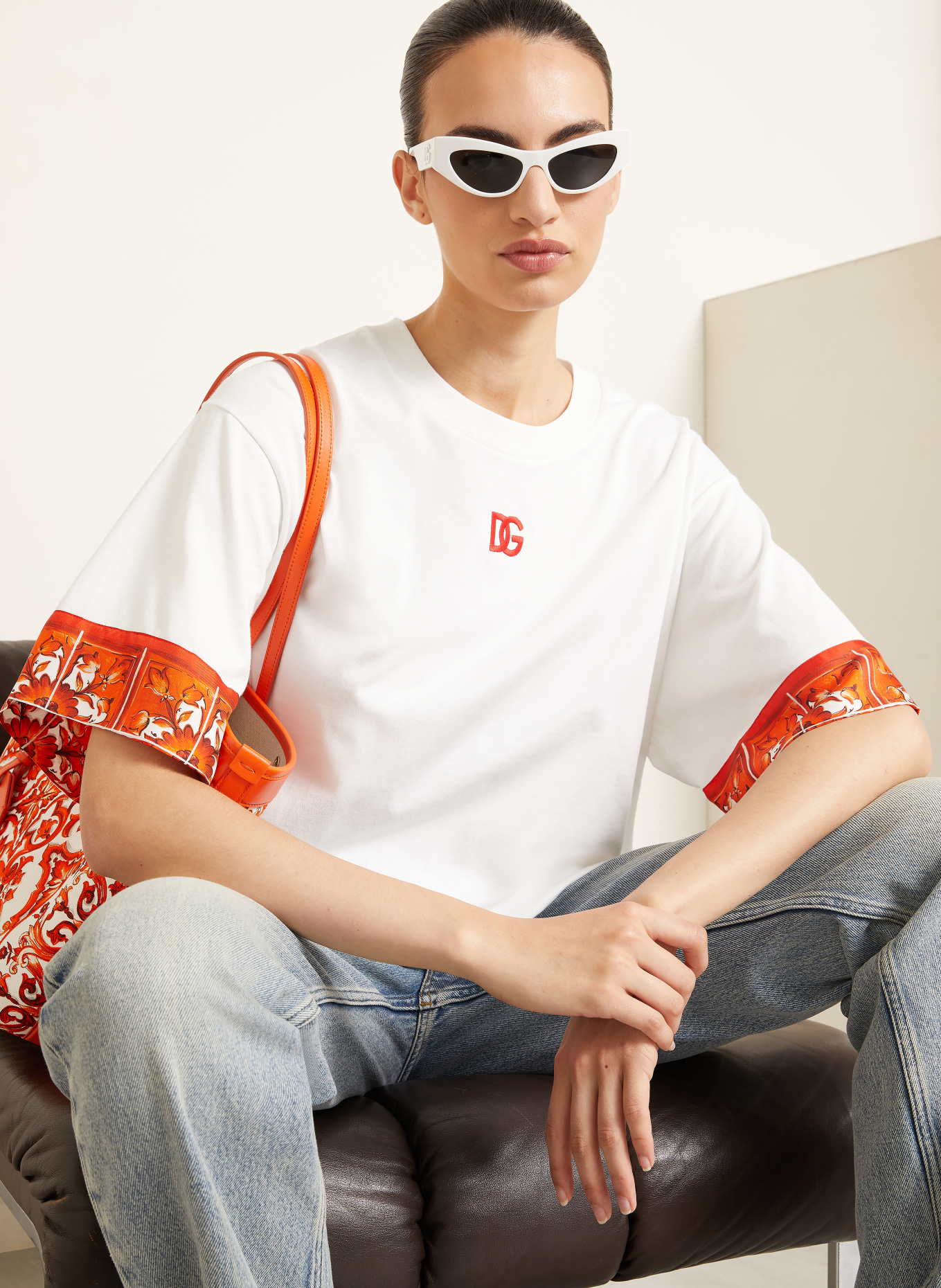DOLCE & GABBANA T-shirt: WHITE / ORANGE