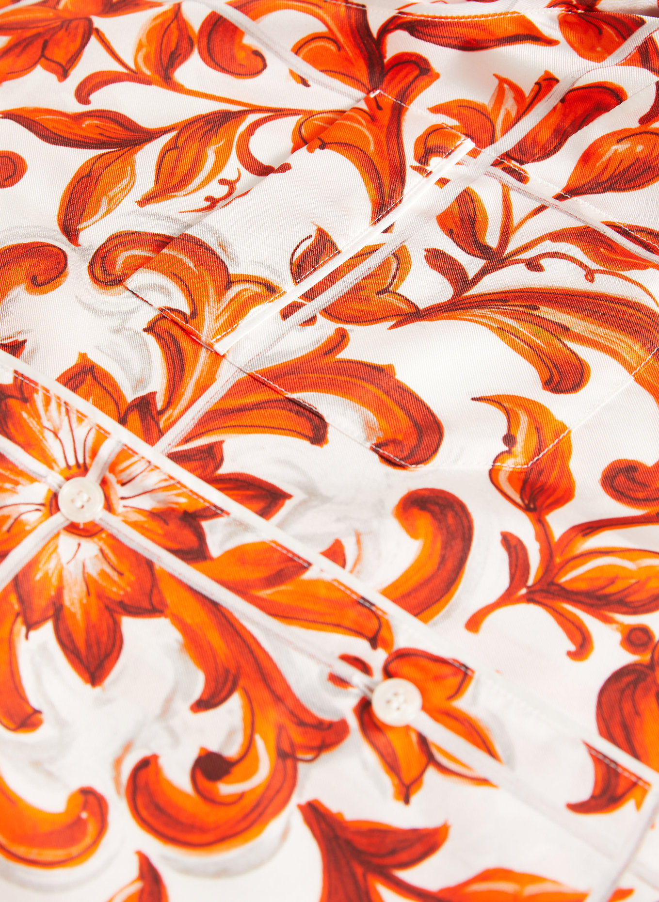 DOLCE & GABBANA Seidenbluse: ORANGE / WEISS
