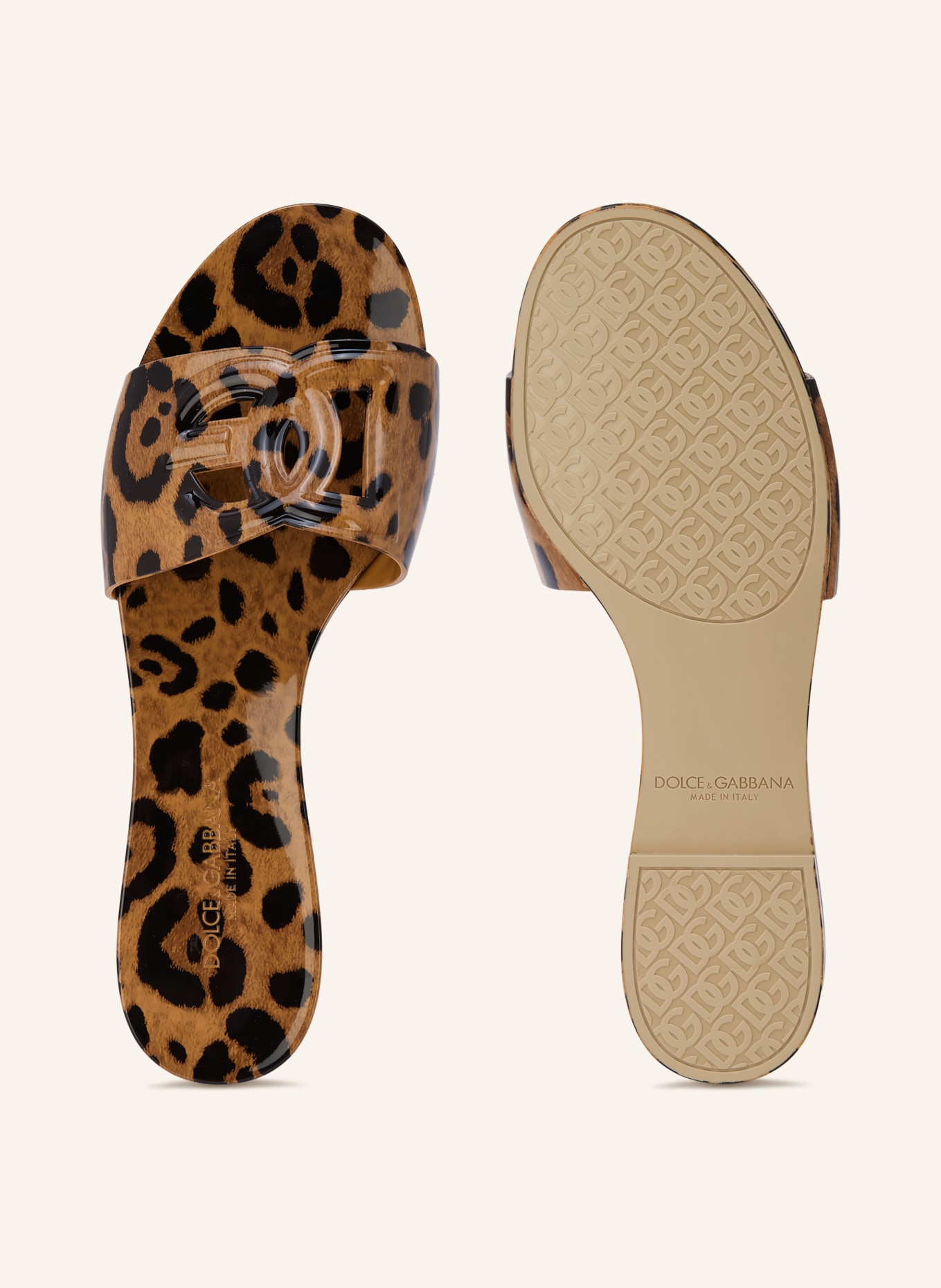 DOLCE & GABBANA Pantofle s výřezy: HNĚDÁ / ČERNÁ